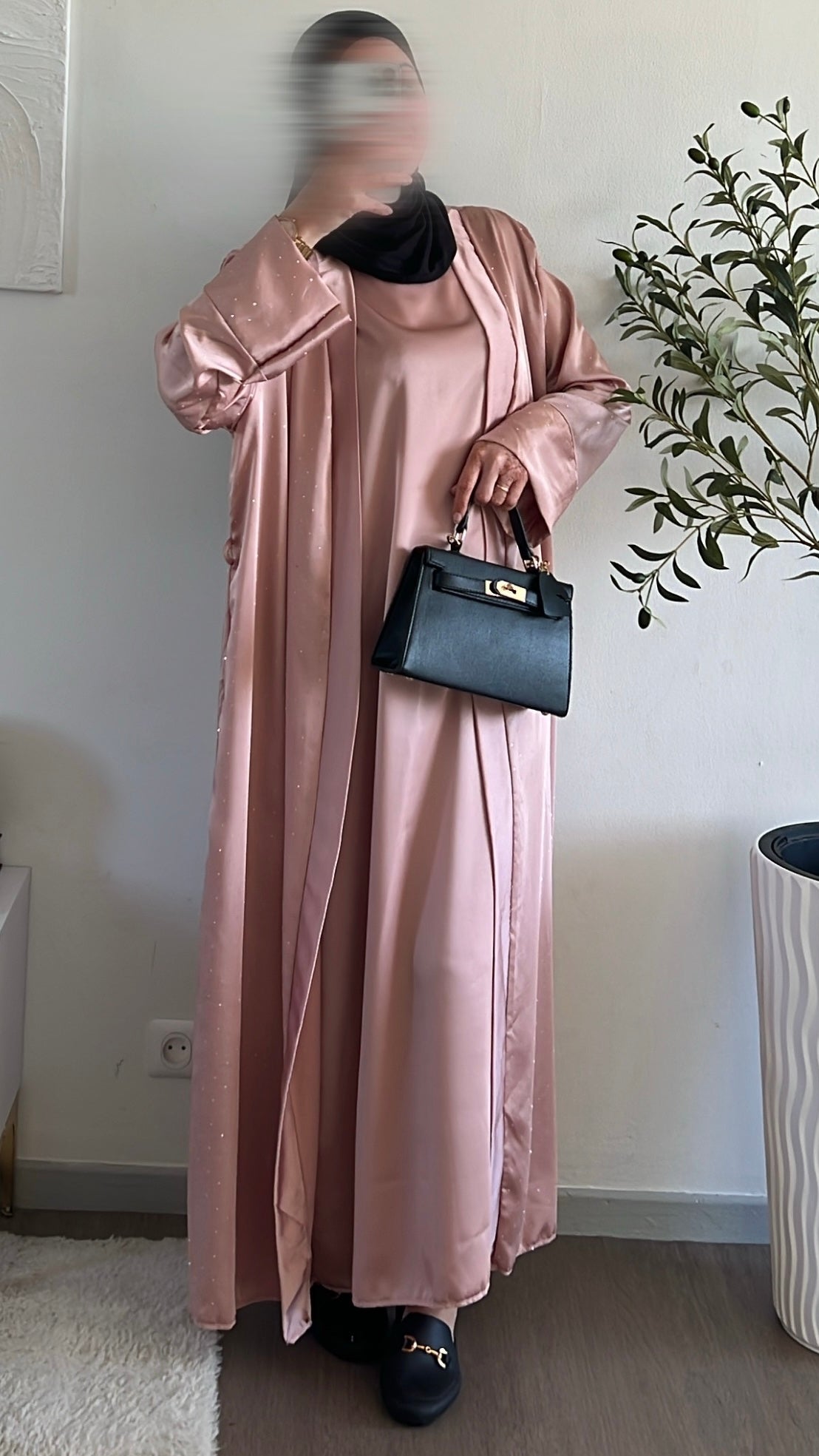 ENSEMBLE KIMONO/SOUS ABAYA STRASS